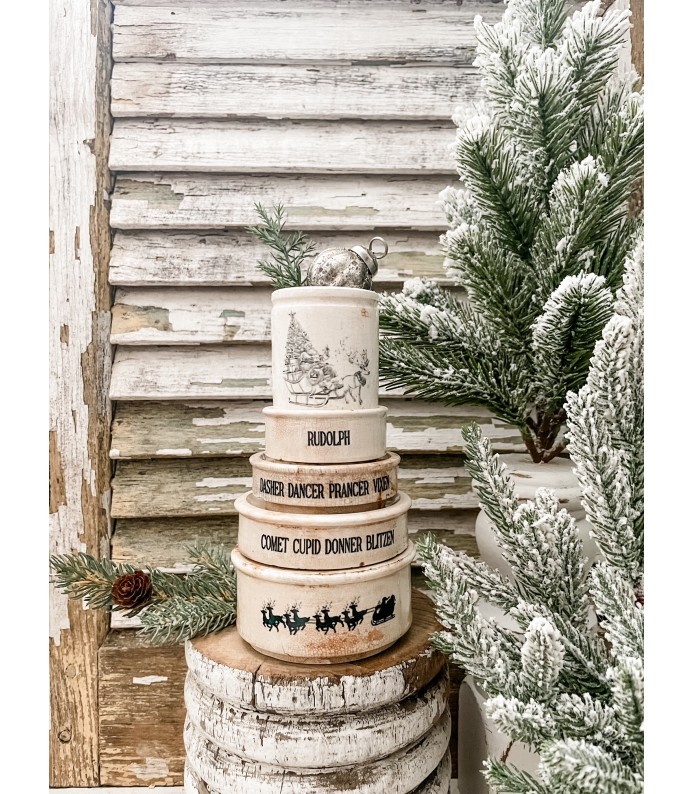 Antique English Ironstone Santa's Reindeer riser stack  - An Instant Collection - Holiday